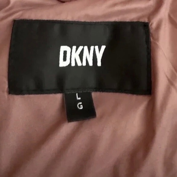 DKNY Light Pink Puffer Long Coat Jacket Parka Hooded Women 0F Warmth Large L - Picture 2 of 6